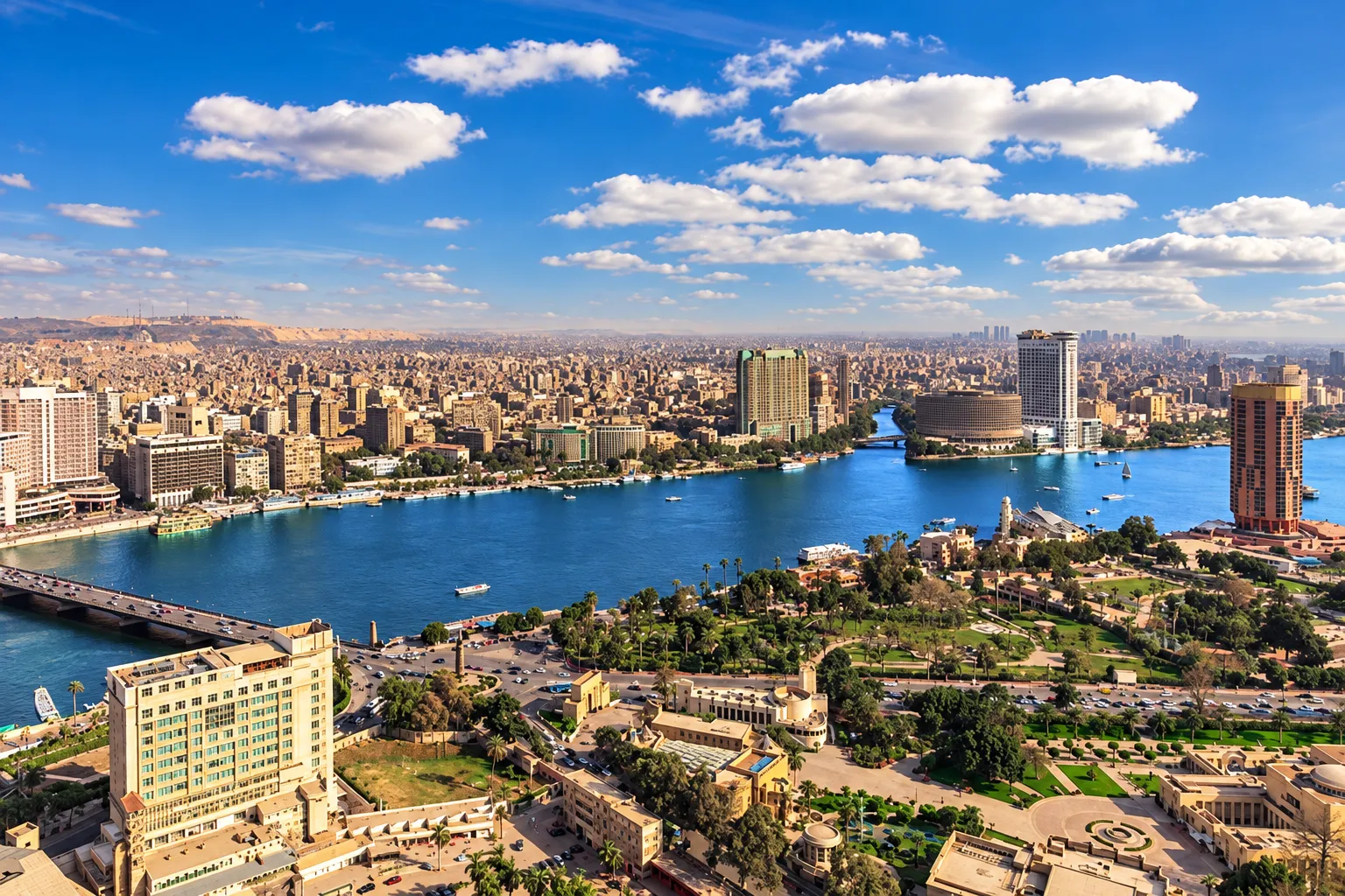 Cairo along the Nile, seen from above