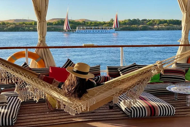 A Nile cruise ship sailing from Luxor