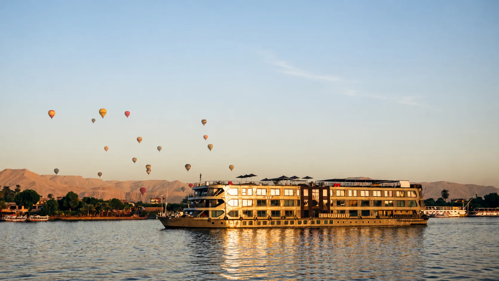 A Nile cruise ship sailing on the river