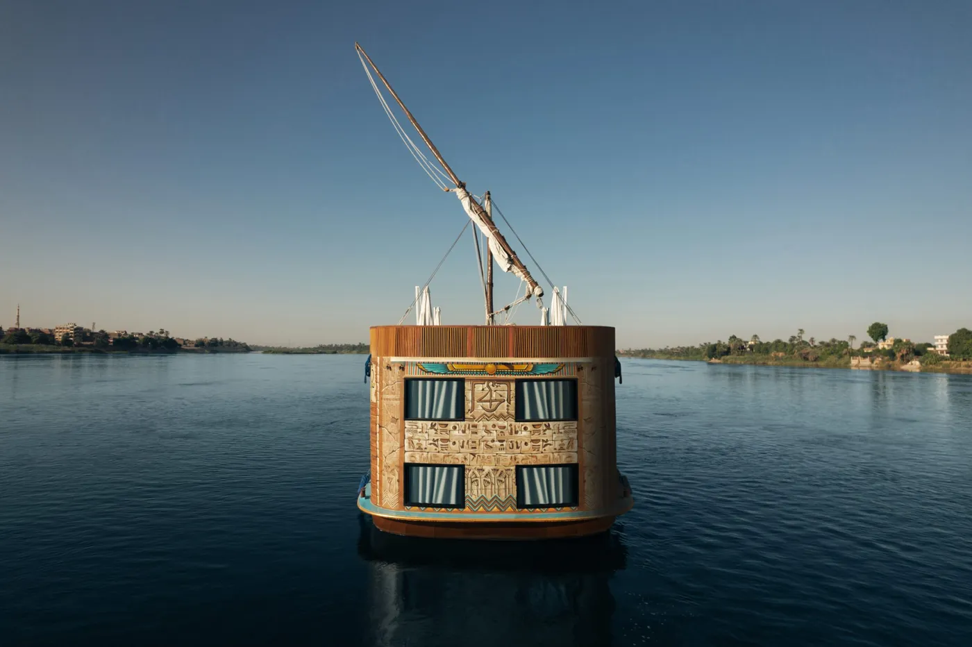 A dahabiya on the Nile, seen from the stern